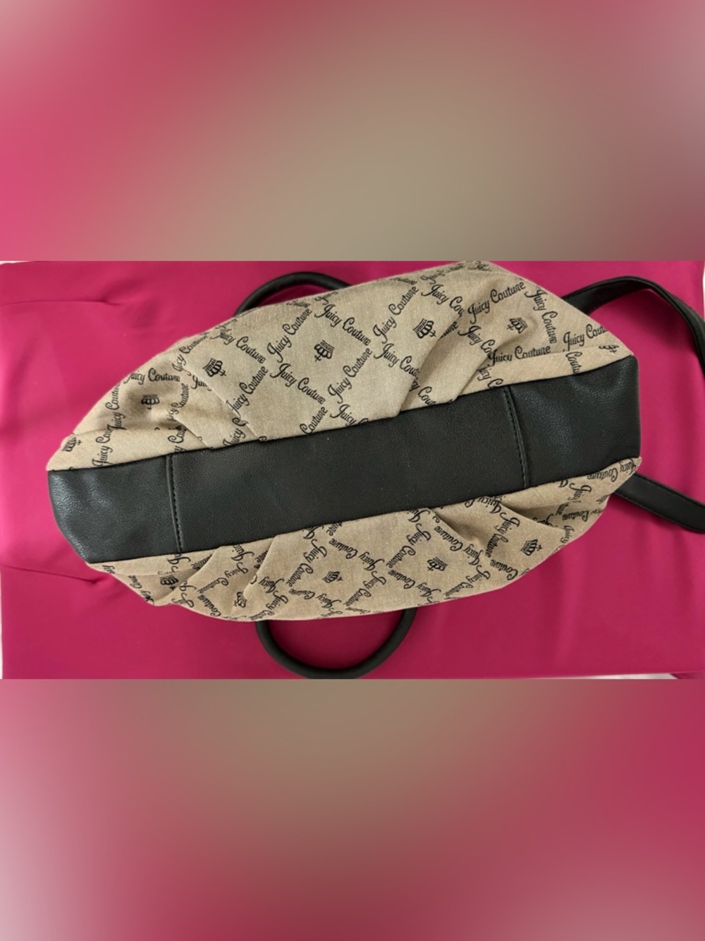 Juicy Couture Black and Tan Monogram Crossbody/Satchel/Tote with Key Charm NWT - Picture 12 of 15